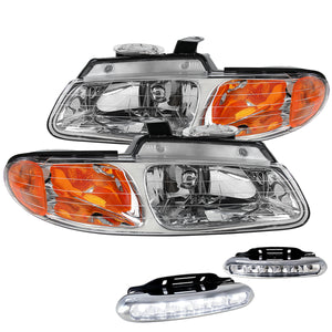 Coolstuffguru Compatible with Dodge Caravan Town & Country Voyager Clear Headlights+LED Fog Lamps