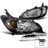 Coolstuffguru Compatible with Honda Civic Black Crystal Headlight+Corner Light+DRL 6-LED 6000K Bumper Fog