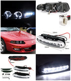 Coolstuffguru Compatible with Glossy Black Avenger Halo Projector Headlights+LED DRL Fog Lamps
