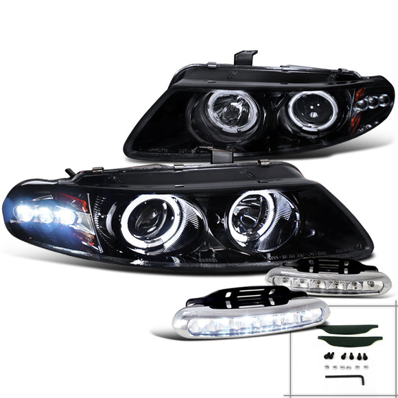 Coolstuffguru Compatible with Glossy Black Avenger Halo Projector Headlights+LED DRL Fog Lamps