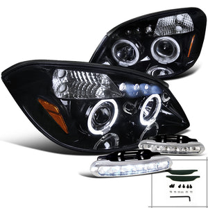 Coolstuffguru Compatible with Glossy Black Cobalt Halo Projector Headlights+Driving LED Fog Lamps Pair