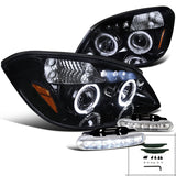 Coolstuffguru Compatible with Glossy Black Cobalt Halo Projector Headlights+Driving LED Fog Lamps Pair