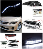 Coolstuffguru Compatible with Toyota Corolla LED Strip Black Projector Headlights+DRL 6-LED Bumper Fog Lam