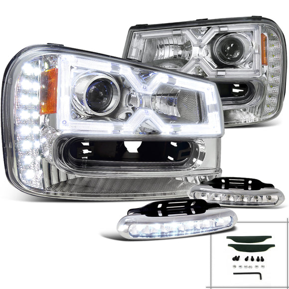 Coolstuffguru Compatible with Trailblazer Halo Projector SMD LED Clear Headlights+LED Daytime Fog Lamps