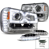 Coolstuffguru Compatible with Trailblazer Halo Projector SMD LED Clear Headlights+LED Daytime Fog Lamps