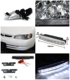 Coolstuffguru Compatible with Black Toyota Corolla Headlight+Signal Light+8-LED Bumper DRL Fog Lamp