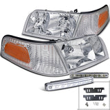 Coolstuffguru Compatible with Ford Crown Victoria Chrome Proejctor Headlights+8-LED DRL Fog Lamps