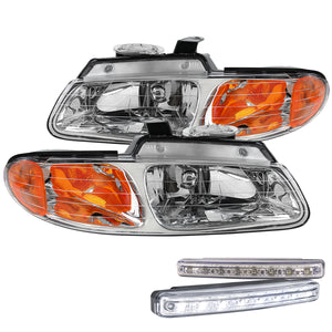 Coolstuffguru Compatible with Dodge Caravan Town & Country Voyager Clear Headlights+8-LED Fog Lamps