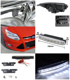 Coolstuffguru Compatible with Ford Focus Crystal Chrome Amber Headilghts+8-LED DRL Fog Lamps