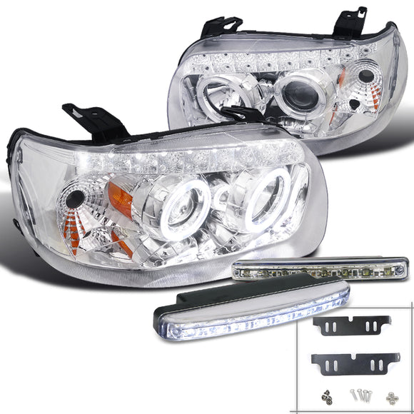 Coolstuffguru Compatible with Chrome Escape Twin Halo Proejctor Smd Headlight+Bumper 8-LED DRL Fog Lamp