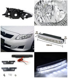 Coolstuffguru Compatible with Toyota Corolla Crystal Chrome Headlight+White LED Front DRL Fog Light