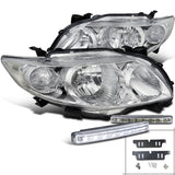 Coolstuffguru Compatible with Toyota Corolla Crystal Chrome Headlight+White LED Front DRL Fog Light