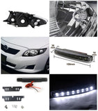 Coolstuffguru Compatible with Toyota Corolla Crystal Black Headlight+Front Bumper LED DRL Fog Lamp