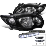 Coolstuffguru Compatible with Toyota Corolla Crystal Black Headlight+Front Bumper LED DRL Fog Lamp