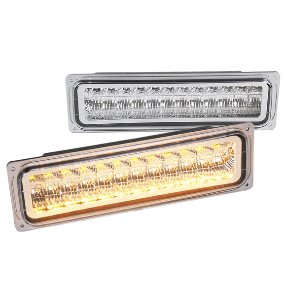 Coolstuffguru Compatible with Chevy C10 GMC C/K Chrome Clear LED Bumper Parking Lights Left+Right