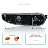 Coolstuffguru Compatible with Gmc Yukon Denali Sierra Denali Glossy Black Housing Bumper Lights