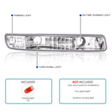 Coolstuffguru Chrome Housing Clear Lens LED Light Bar Projector Headlight + Bumper Light Compatible with GMC Sierra 1500 2500 3500 1999-2006, Yukon, XL, L+R Pair Head Light Lamp Assembly