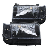 Coolstuffguru Compatible with Ford F150 F250 F350 Bronco Black Clear Headlight Bumper Corner Signal Lamps