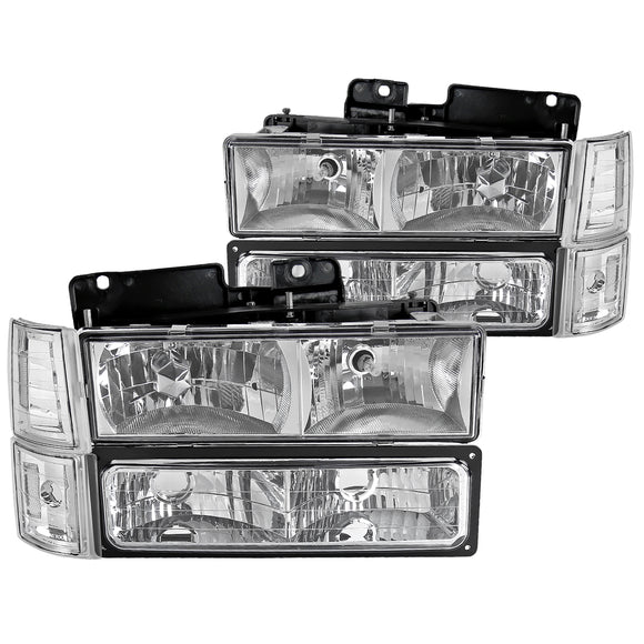 Coolstuffguru Compatible with GMC C10 Sierra Pickup Crystal Chrome Headlights Bumper Clear Corner Signal Lamps