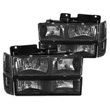 Coolstuffguru Compatible with GMC C10 Sierra Pickup Crystal Black Headlights Bumper Clear Corner Signal Lamps