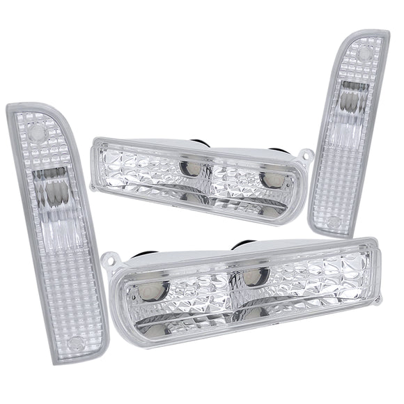 Coolstuffguru Compatible with Jeep Cherokee Clear Front Bumper Parking Lights+Clear Corner Signal Lamps Pa