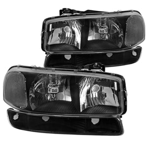 Coolstuffguru Black Headlights Signal Bumper Lamps Compatible with GMC Sierra 1999-2006, 2000-2006 Yukon XL, L+R Pair Assembly