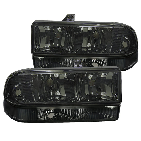 Coolstuffguru Compatible with Chevy S10 Pickup Blazer Smoke Headlights+Tint Bumper Parking Lamps