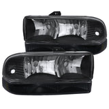 Coolstuffguru Compatible with Chevy S10 Blazer Pickup Black Crystal Headlights+Clear Bumper Corner Lamps