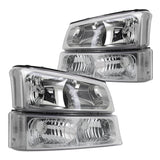 Coolstuffguru Compatible with Chevy Silverado Crystal Clear Lens Headlights with Bumper Lamps