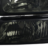 Coolstuffguru Compatible with Chevy Silverado Avalanche Crystal Smoke Tint Headlights+Bumper Lamps