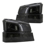 Coolstuffguru Compatible with Chevy Silverado Avalanche Crystal Smoke Tint Headlights+Bumper Lamps