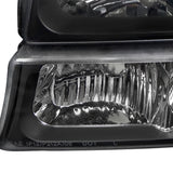 Coolstuffguru Compatible with Chevy Silverado Headlight Black Clear Replacement+Bumper Lamps Left+Right