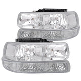 Coolstuffguru Compatible with Chevy Silverado Tahoe Suburban Euro Headlights+Bumper Signal Corner Lamps