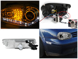 Coolstuffguru Compatible with Golf GTI Chrome LED DRL Projector Headlights+Signal+Bumper Side Marker