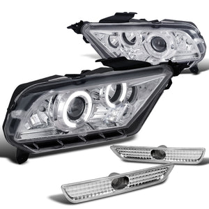 Coolstuffguru Compatible with Ford Mustang Chrome Halo Projector Headlights+Bumper Side Marker Lights