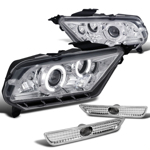 Coolstuffguru Compatible with Ford Mustang Chrome Halo Projector Headlights+Bumper Side Marker Lights