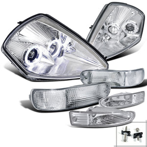 Coolstuffguru Compatible with Eclipse Dual Halo Rim Projector Chrome Headlights+Front+Rear Bumper Lamp