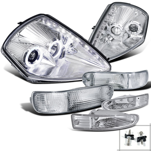 Coolstuffguru Compatible with Eclipse Dual Halo LED Projector Chrome Headlights+Front+Rear Bumper Lamp