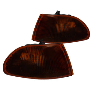 Coolstuffguru Compatible with Honda Civic Dx Ex Lx 4Dr Signal Corner Lights Smoked Amber