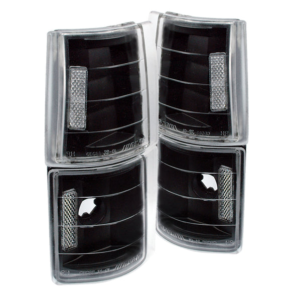 Coolstuffguru Compatible with GMC Yukon Sierra C/K C10 Black Turn Signal Corner Lights 4 Pieces