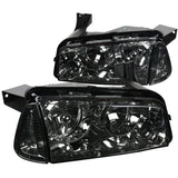 Coolstuffguru Compatible with Dodge Charger Euro Chrome Smoke Headlights Replacement w/ Corner Lamps