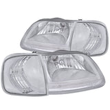 Coolstuffguru Compatible with 97-03 Ford F150 97-02 Expedition Chrome Clear Headlights+Corner Lamp