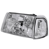 Coolstuffguru Compatible with Ford Ranger Pickup Euro Chrome Headlights+Clear Corner Signal Lamps