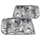 Coolstuffguru Compatible with Ford Ranger Pickup Euro Chrome Headlights+Clear Corner Signal Lamps