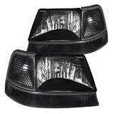 Coolstuffguru Compatible with Ford Ranger Headlights Black+Corner Turn Signal Bumper Lamp