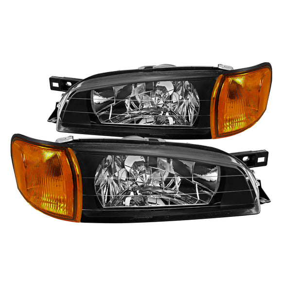 Coolstuffguru Compatible with Subaru Impreza WRX Black Clear Headlights+Amber Lens Signal Corner Lamps