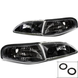 Coolstuffguru Compatible with Ford Mustang GT SVT Cobra Euro Black Projector Headlights+Corner Lamp
