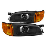 Coolstuffguru Compatible with Subaru Impreza JDM Black Retro Projector Headlights+Signal Corner Lamps 4PC