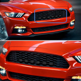 Coolstuffguru Smoke Front Grille Insert Led Drl Driving Lights Compatible with Ford Mustang 2015-2017 L+R Pair Assembly