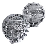 Coolstuffguru Round 6" Chrome Work Fog Lights Pair w/ 4x4 Protective Guard, H3 Bulbs